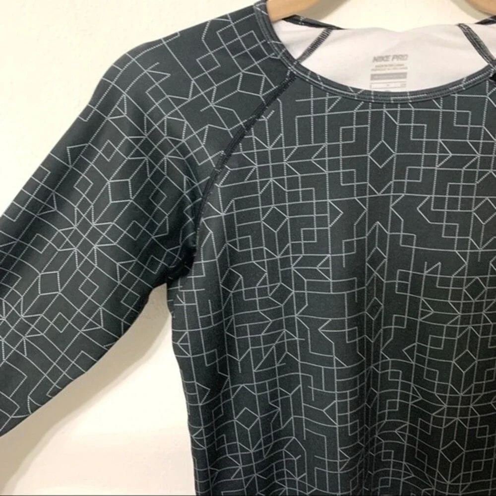 NIKE long sleeve womens dark grey/purple pro long sleeve top small